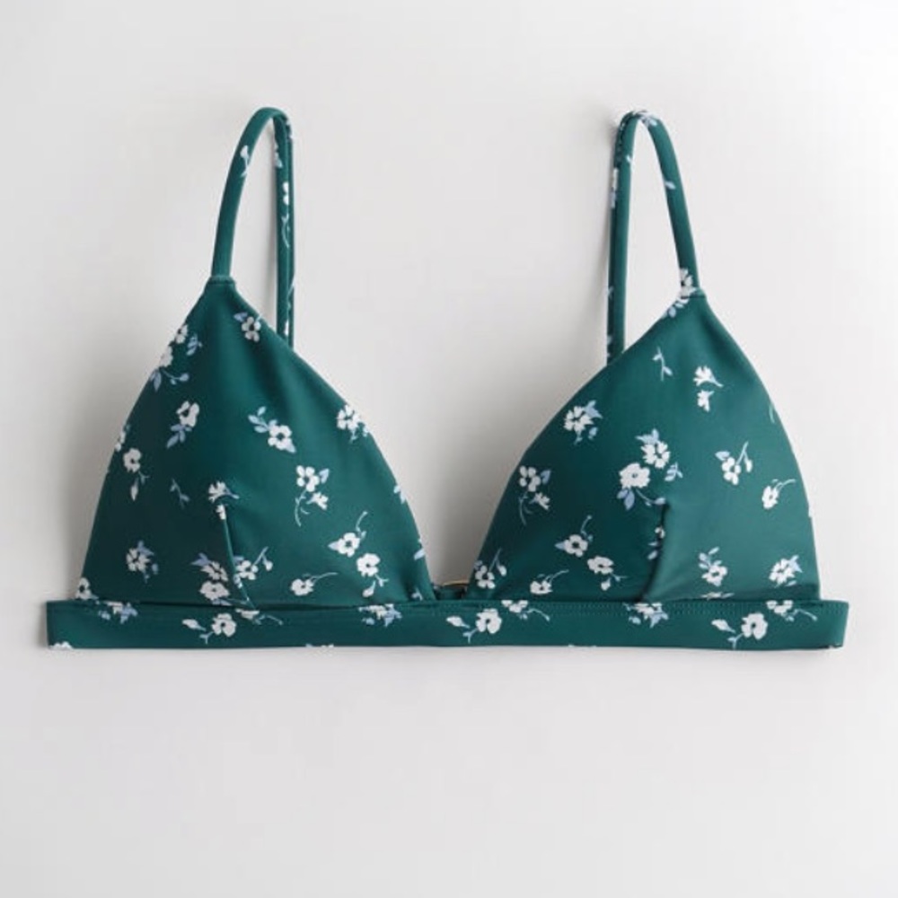 green floral hollister bikini top